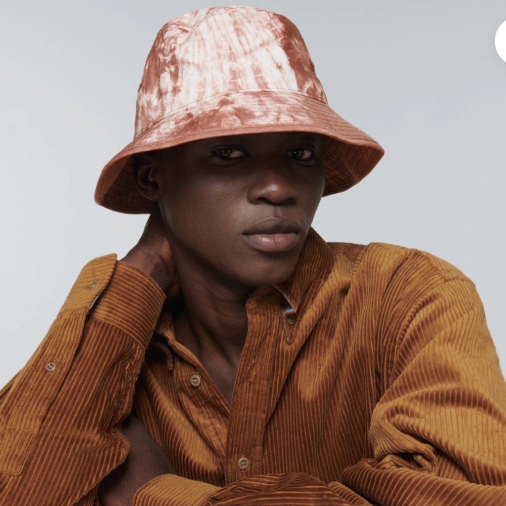 Acne Tie-Dye Bucket Hat in Rust and Cream